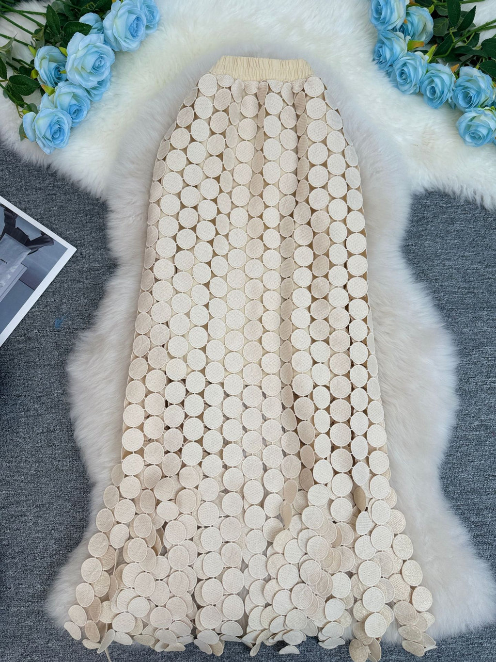 Hollow Dot Tassel Straight Design Sense Sheath Long Skirt
