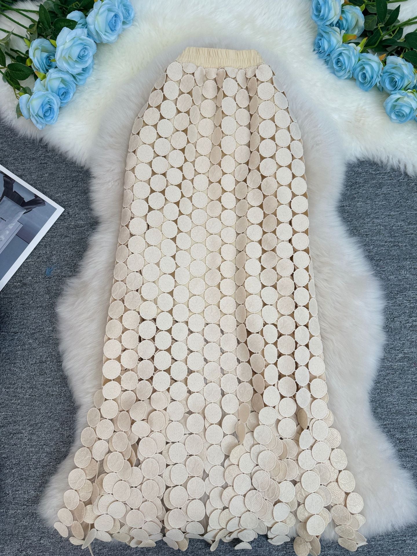 Hollow Dot Tassel Straight Design Sense Sheath Long Skirt