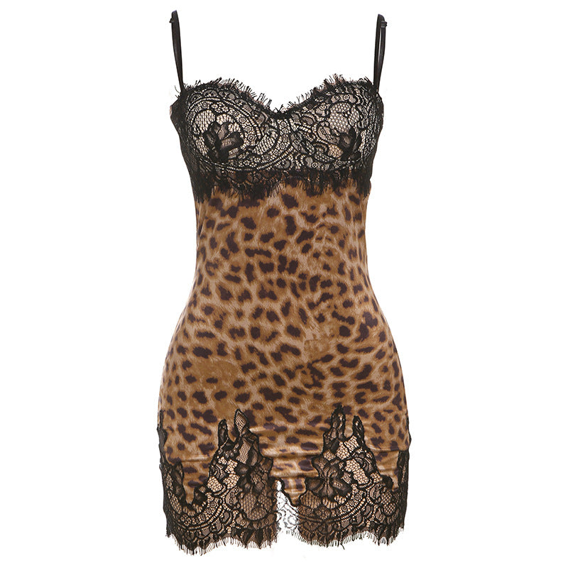 Women's Summer Hot Sexy Backless Lace Splicing Dress