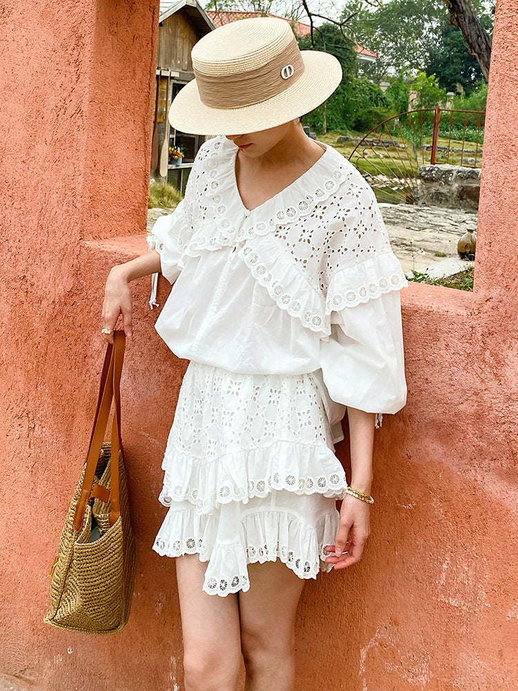 Women's French Shirt Niche Design White Long Blouse