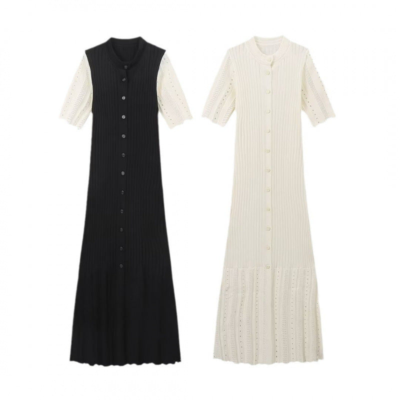 Classy Glamorous Women's Sleeve Button Knitted Dress