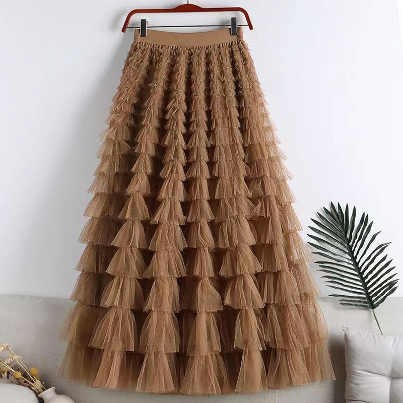 Charming Mesh Stitching Cake Dress Long Skirt