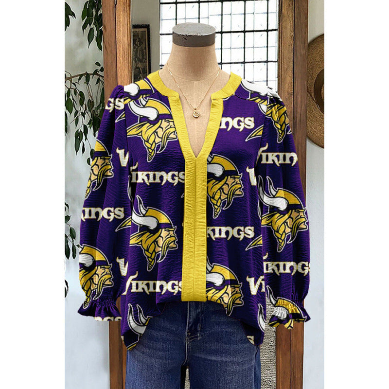 Women's Loose Flared Sleeves Long-sleeved Digital Printing Women's T-shirt