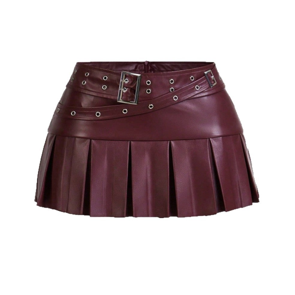 Pleated Slimming Mini Hot Leather Nightclub Skirts