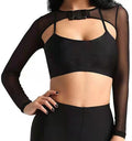 Front Shawl Fishnet With Buckle Long Women's T-shirt