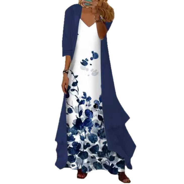 Women's Independent Floral Printed Wear Inner Two-piece Dress