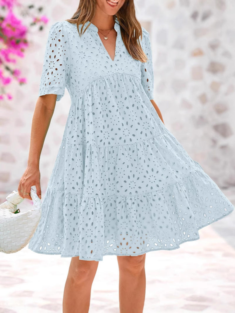 Women's French Style Hollow Lace High-grade A- Dress