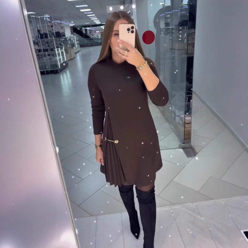 Popular Women's Autumn Long Elegant Stitching Dress