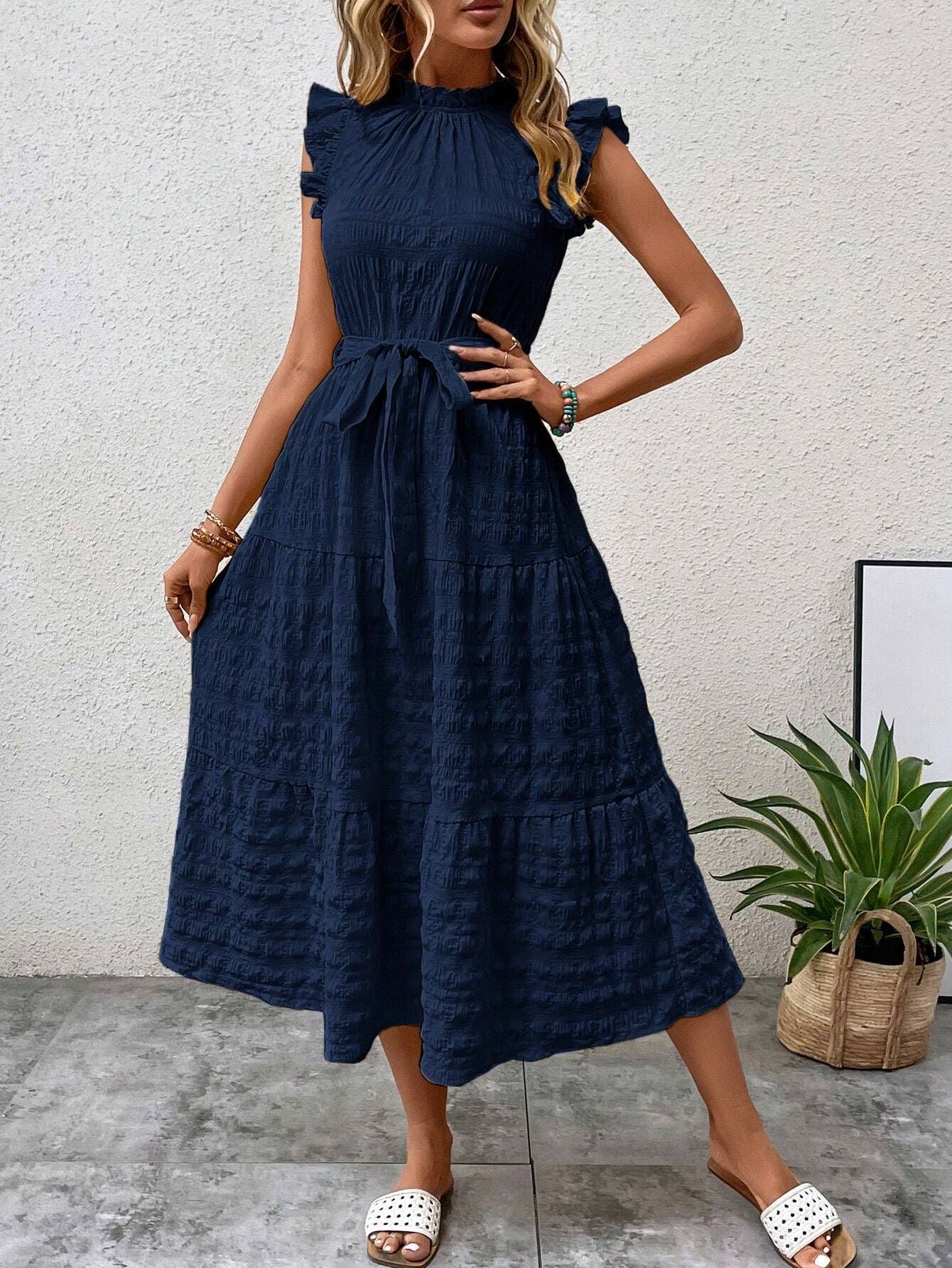 Casual Women's Bohemian Sleeveless Large Swing Dress