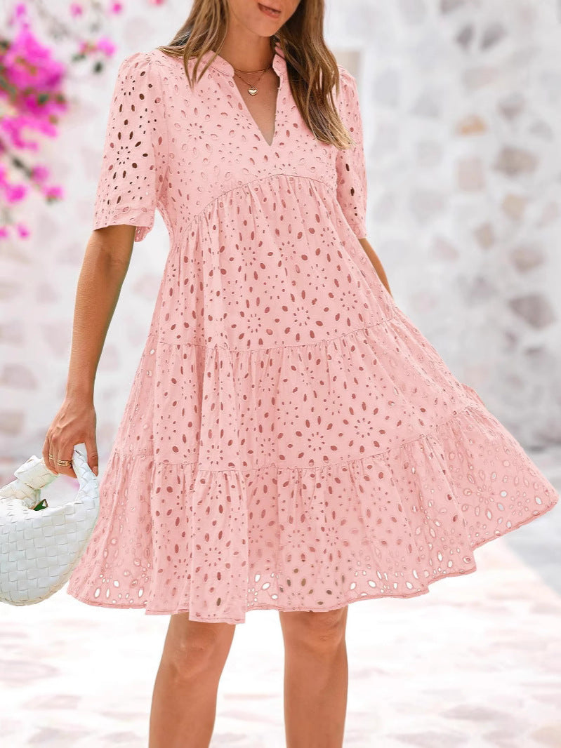 Women's French Style Hollow Lace High-grade A- Dress