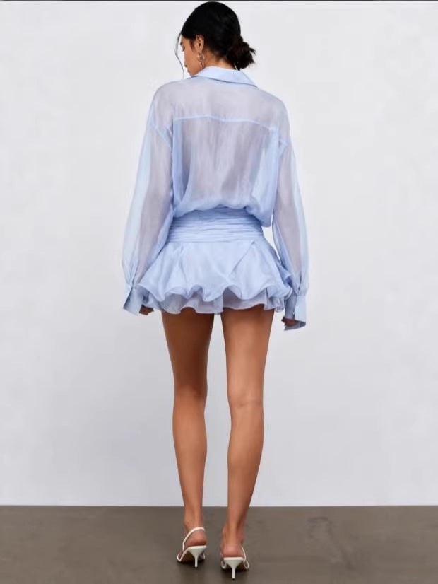 Women's Fashion Wear A- Hem Ruffled Shirt Dress