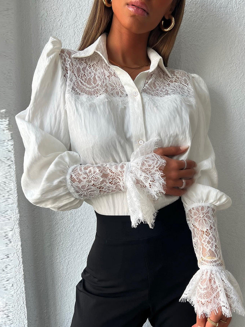 Unique Fashionable Elegant Ruffle Sleeve Shirt Blouse