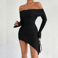 Women's Flared Sleeve Sheath Strapless Sexy Dress