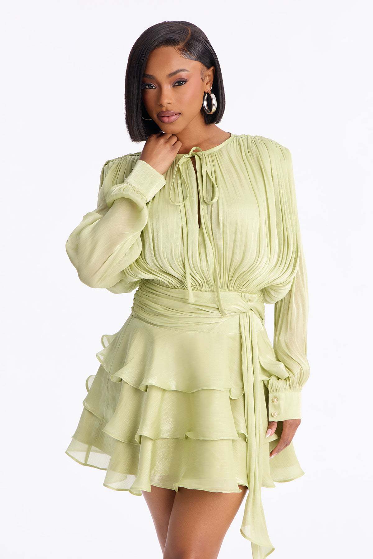 Women's French Style Tied Pleating Design Cake Shorts