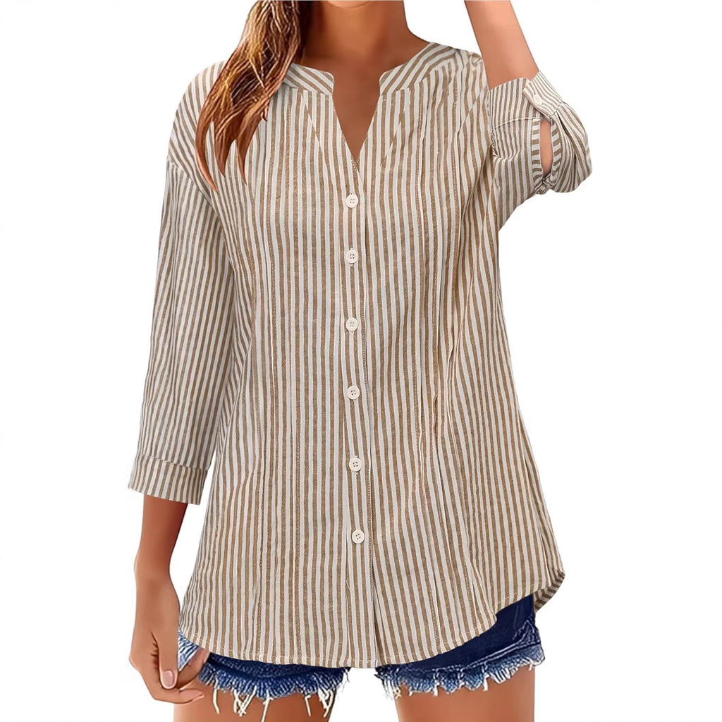 Fashion Casual Solid Color Half-open Collar Women's T-shirt