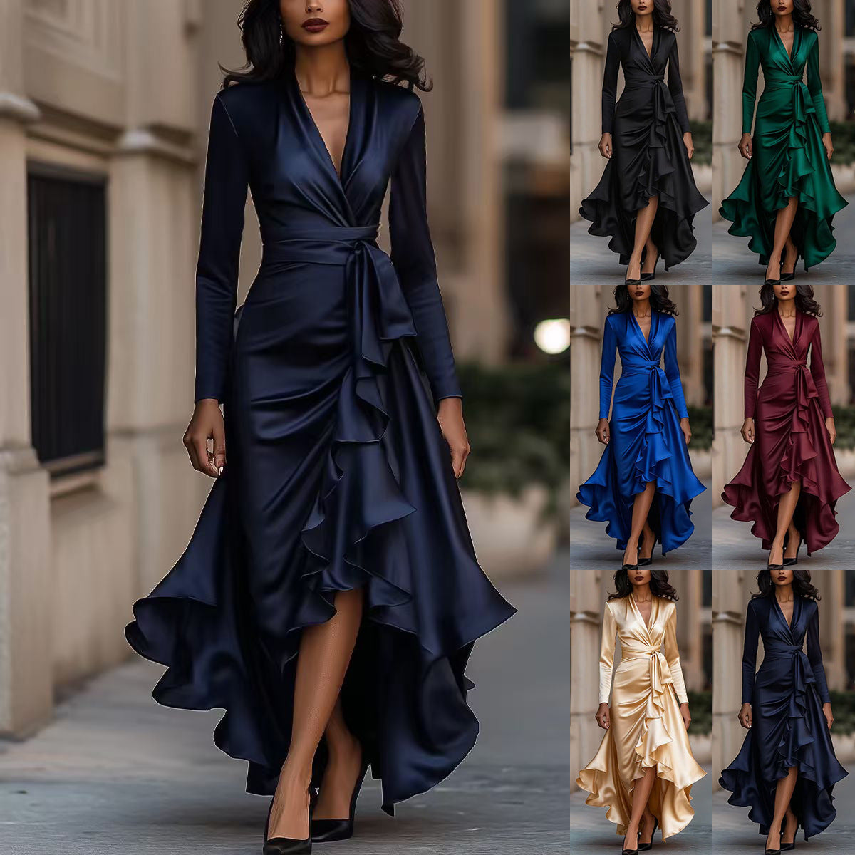 Creative Fashion Women's Elegant Ruffles Long Dress