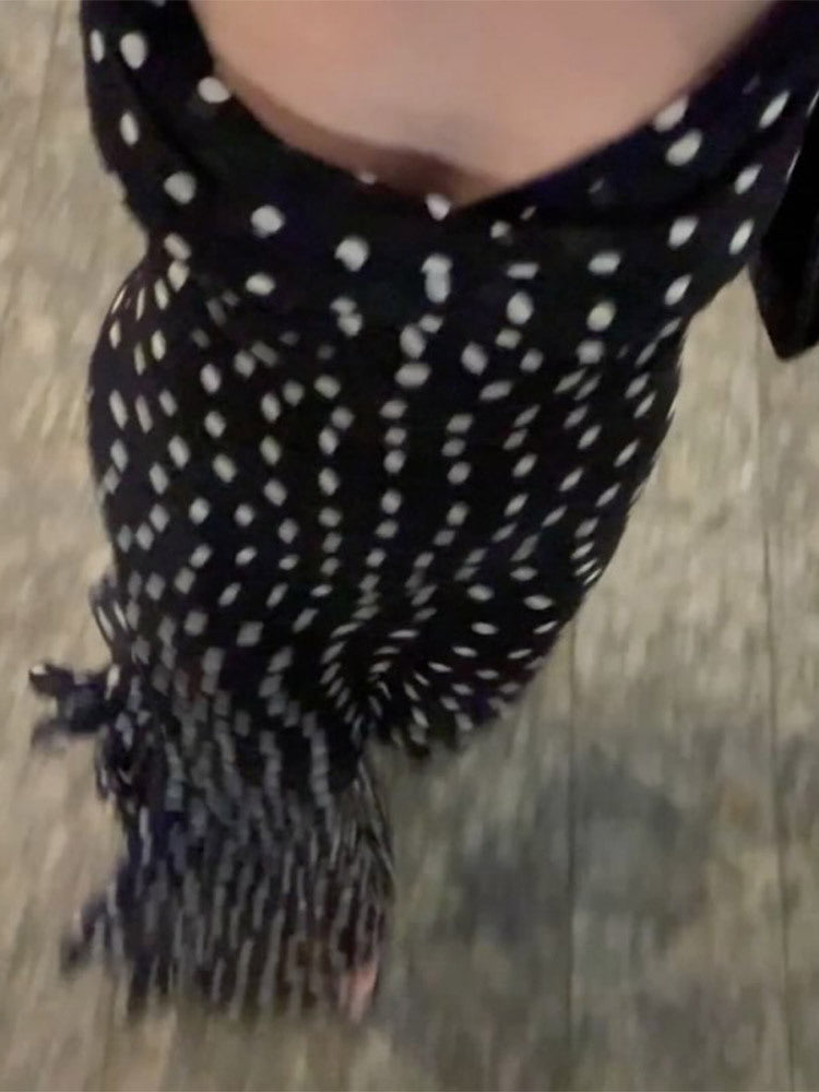 Elegant High-grade Sleeveless Polka Dot Scarf Dress