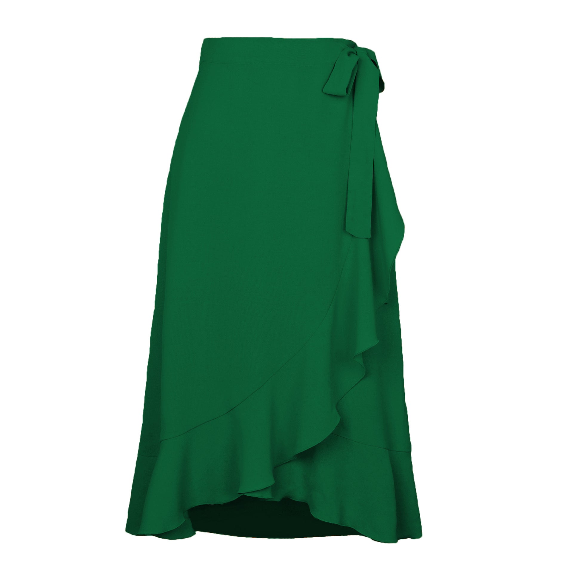 High Waist Wrap Vacation Style Ruffled Irregular Long Skirts