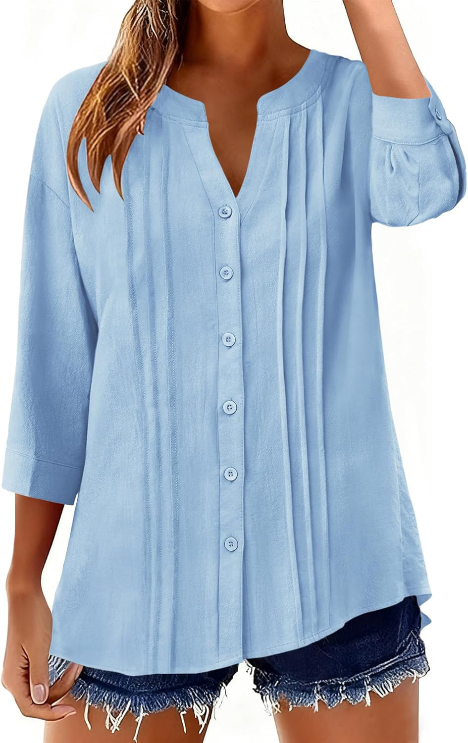 Fashion Casual Solid Color Half-open Collar Women's T-shirt
