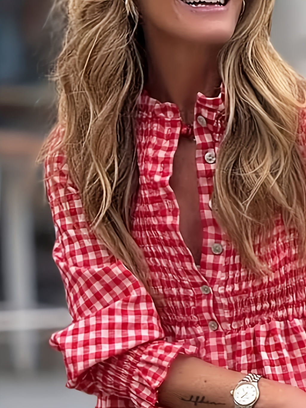 Classy Attractive Women's Fashion Casual Plaid Tops