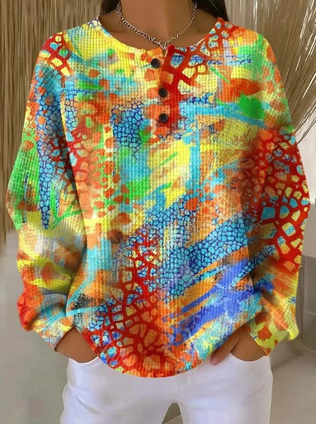 Women's Printing Colorful Flower Color Matching Floral Clothing