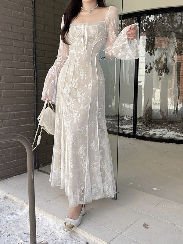 Long-sleeved Pure Desire Style Slim Fit Backless Dress