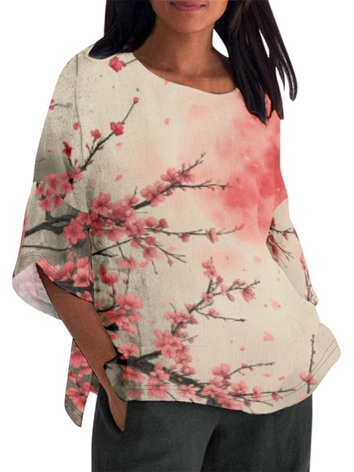 Women's Fashion Wear Loose Casual Sleeve Round Blouses