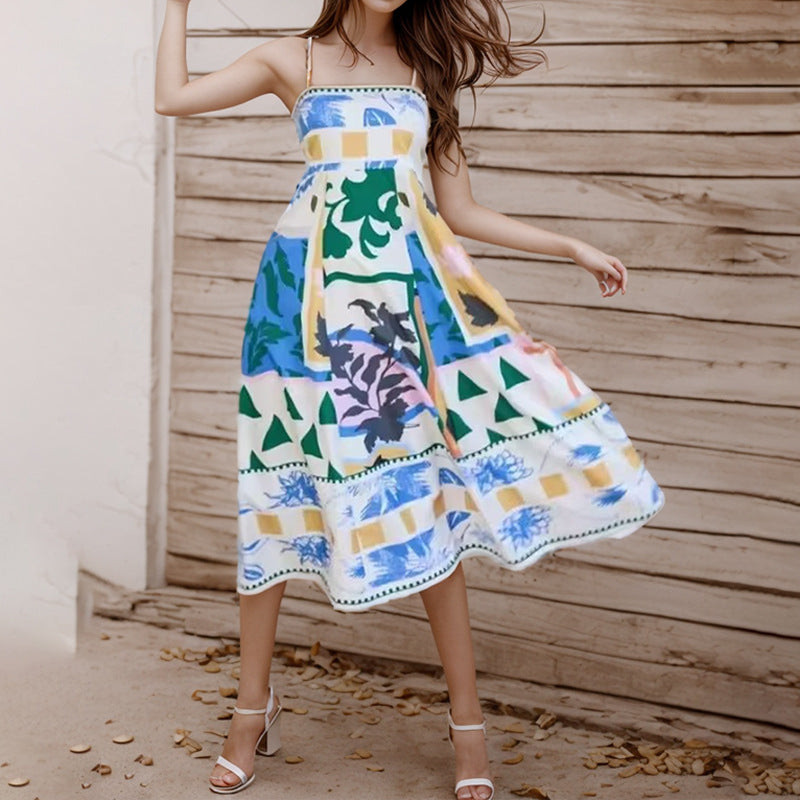 Women's Casual Fashion Iti Printing Large Swing Dress