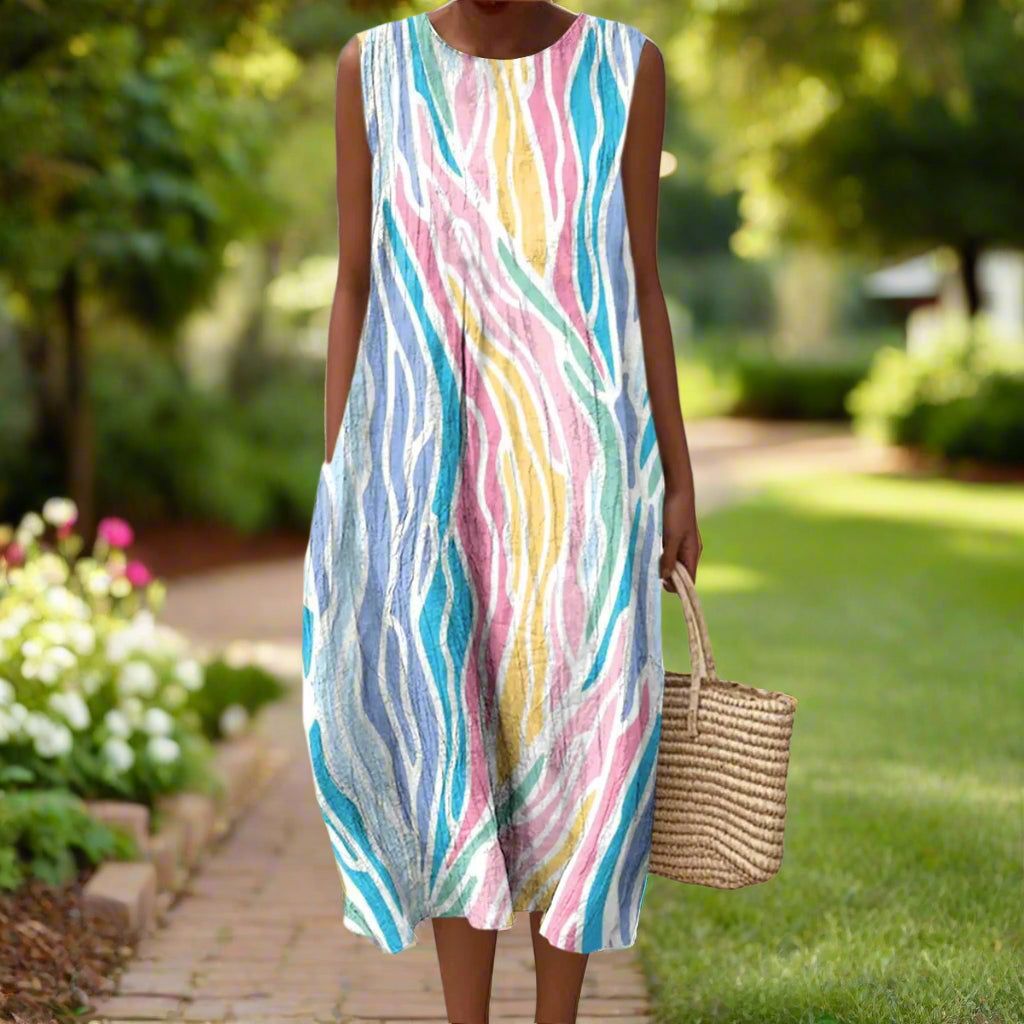 Women's Floral Element Shading Digital Printing Loose Casual Dress