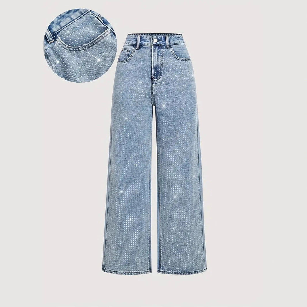 Women's Casual Loose Low Waist Sexy Rhinestone Pants