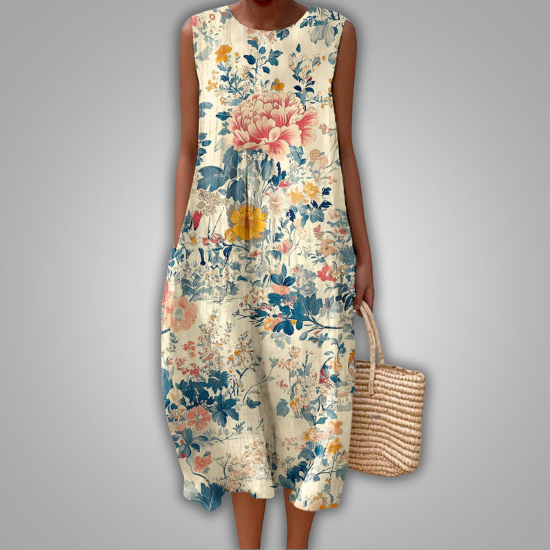 Women's Floral Element Shading Digital Printing Loose Casual Dress