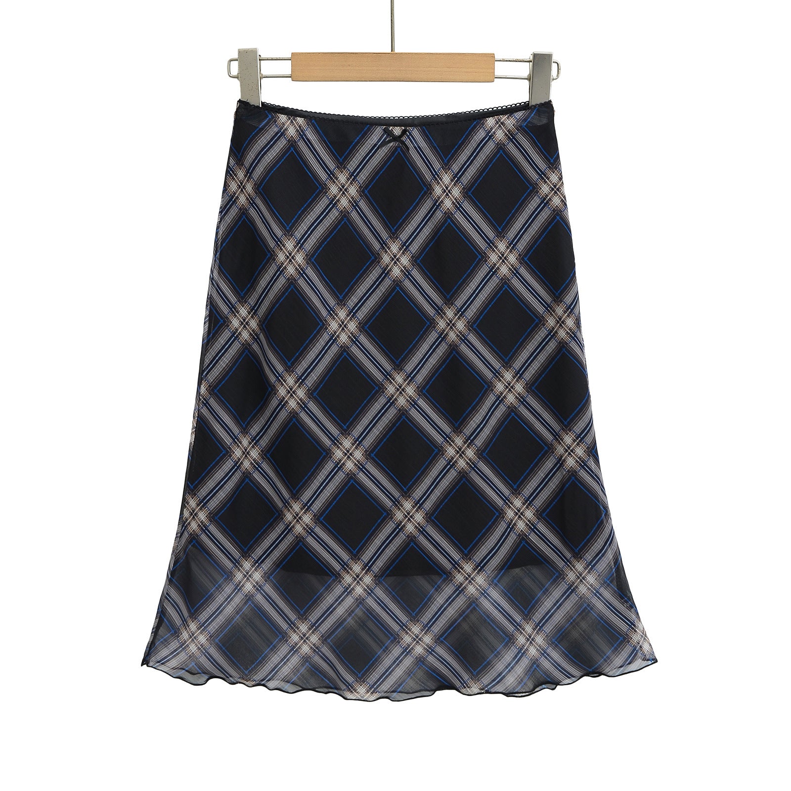 Early Spring Bow Decoration Check Hip Skirt