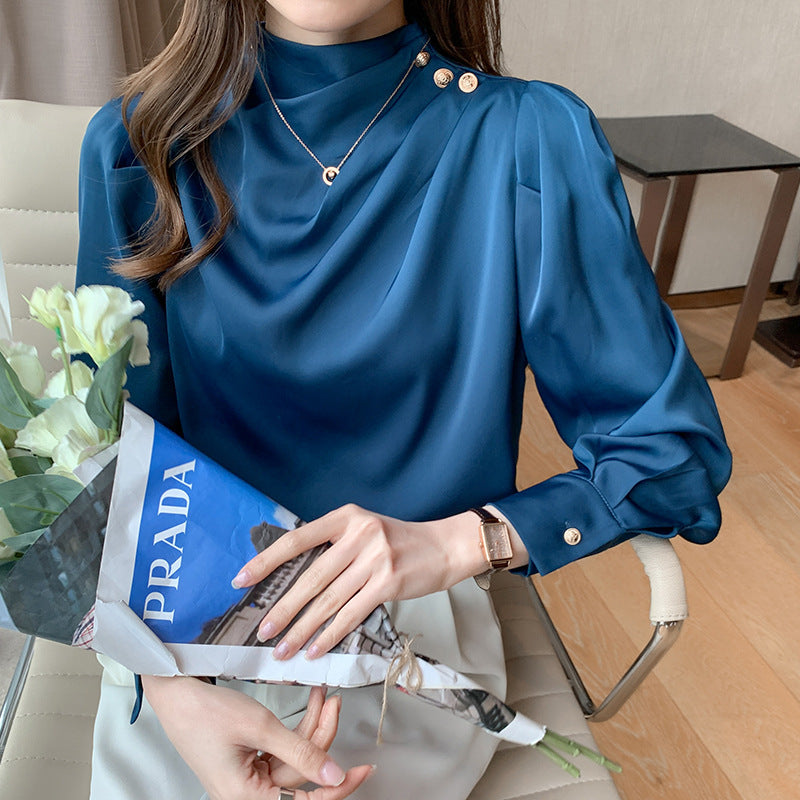 Women's Shirt Puff Sleeve Spring Chiffon Temperament Blouse