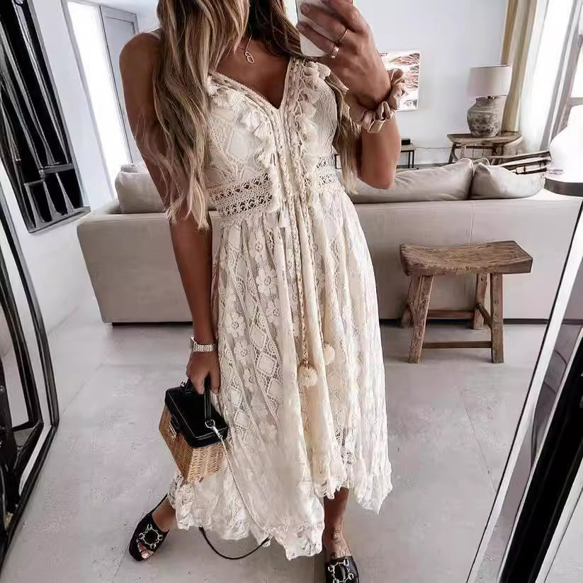 Summer Sling Large Swing Solid Color Dress