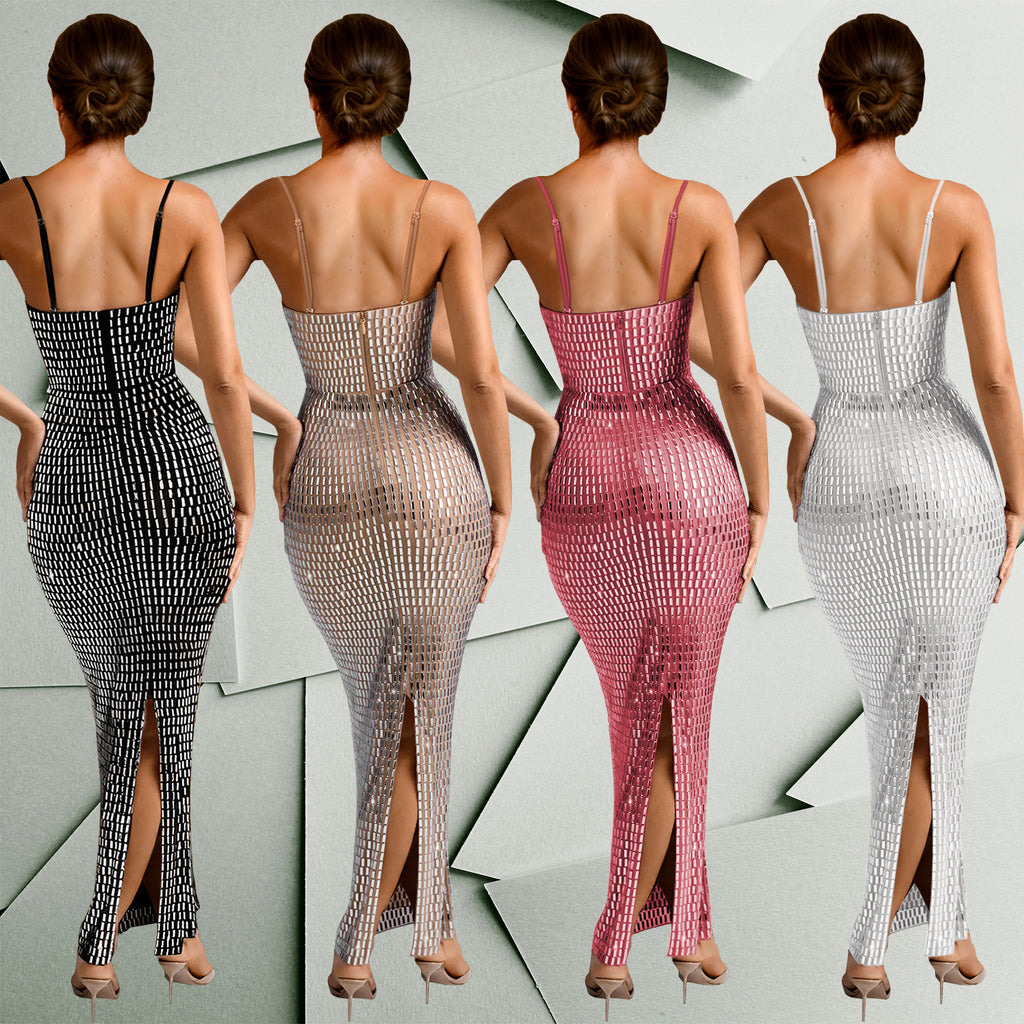Women's Fashion Wear Rhinestone Sexy Strap Skinny Dress