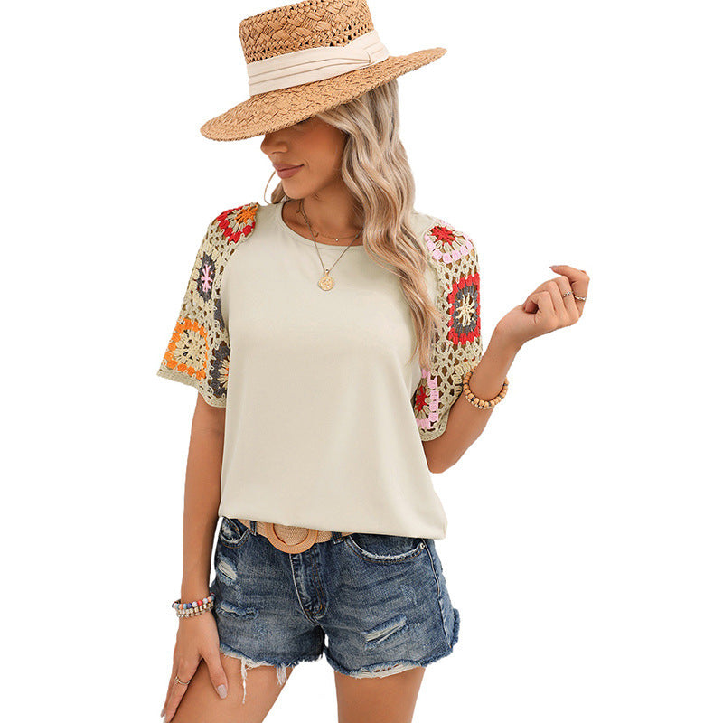 Women's Round Neck Half Sleeve Shirt Casual Women's T-shirt