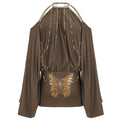 Women's Big Backless Butterfly Patch Design Batwing Jumpsuits