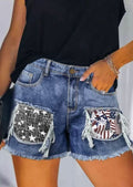 Women's Hole Patch Fried Snowflake Denim For Women's Jeans