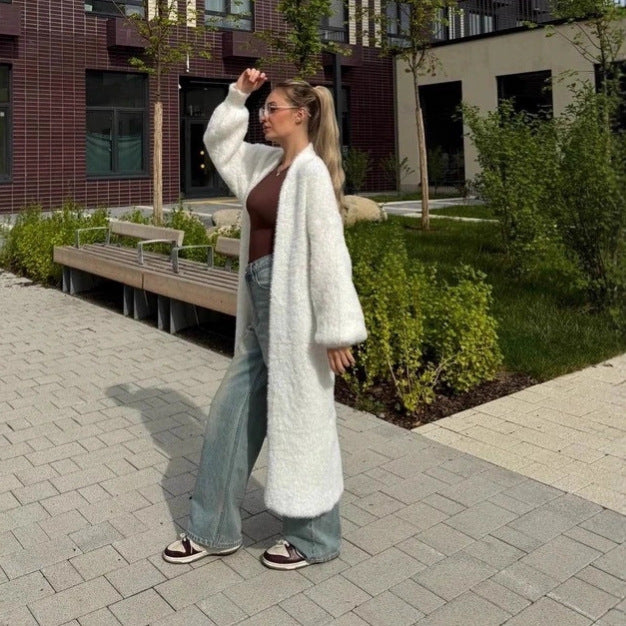 Women's Imitation Mink White Loose Plush Fluffy Women's Sweater
