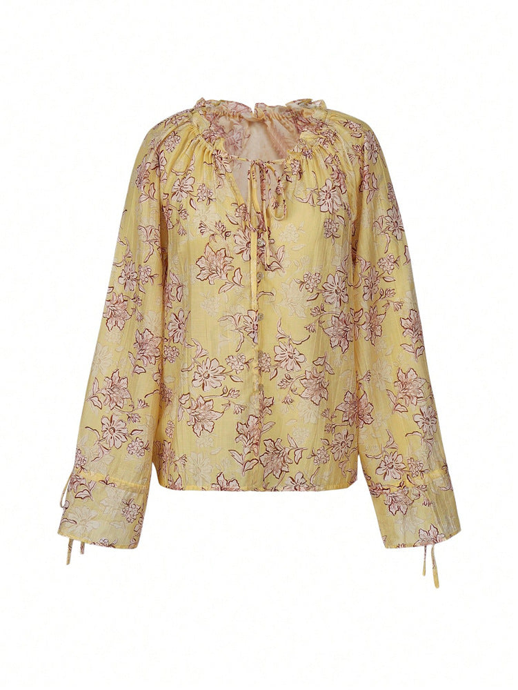 Women's Autumn French Style Vacation Flared Sleeves Blouse