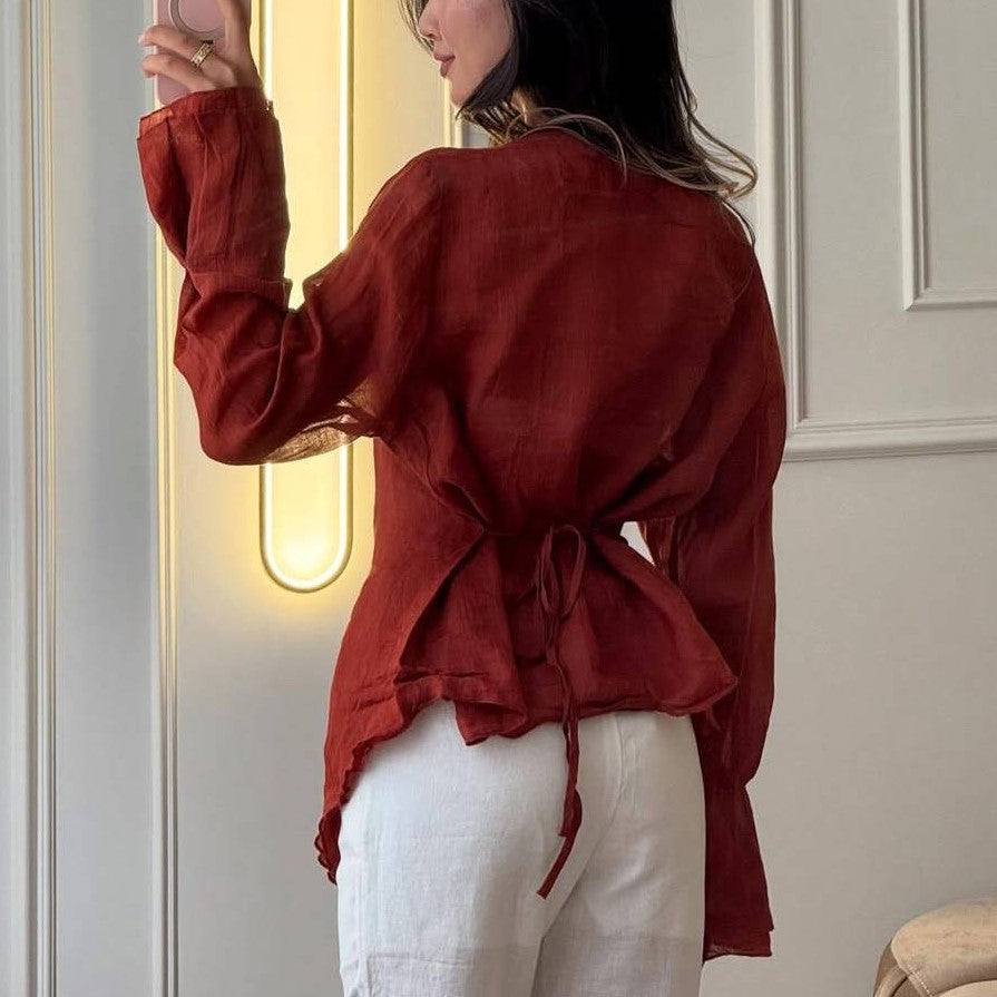 Women's Irregular Versatile Casual Long Sleeve Shirt Blouse