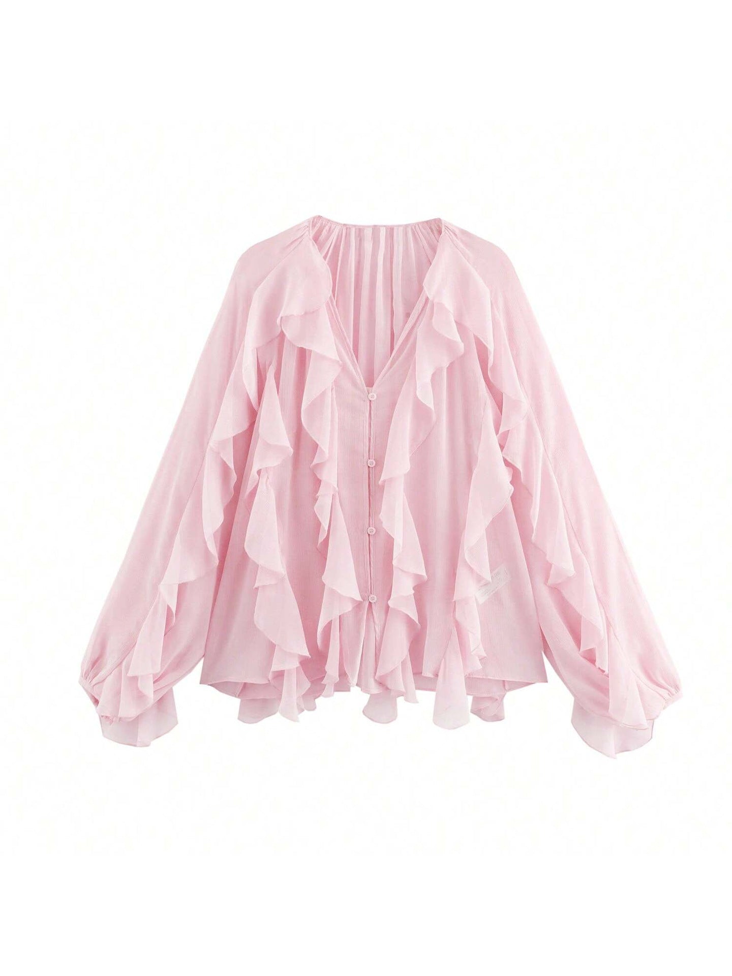Women's Laminated Decoration Versatile Long Sleeve Shirt Tops