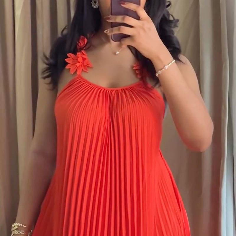 Women's Spring Sweet Fresh Sling Backless Pleated Skirts