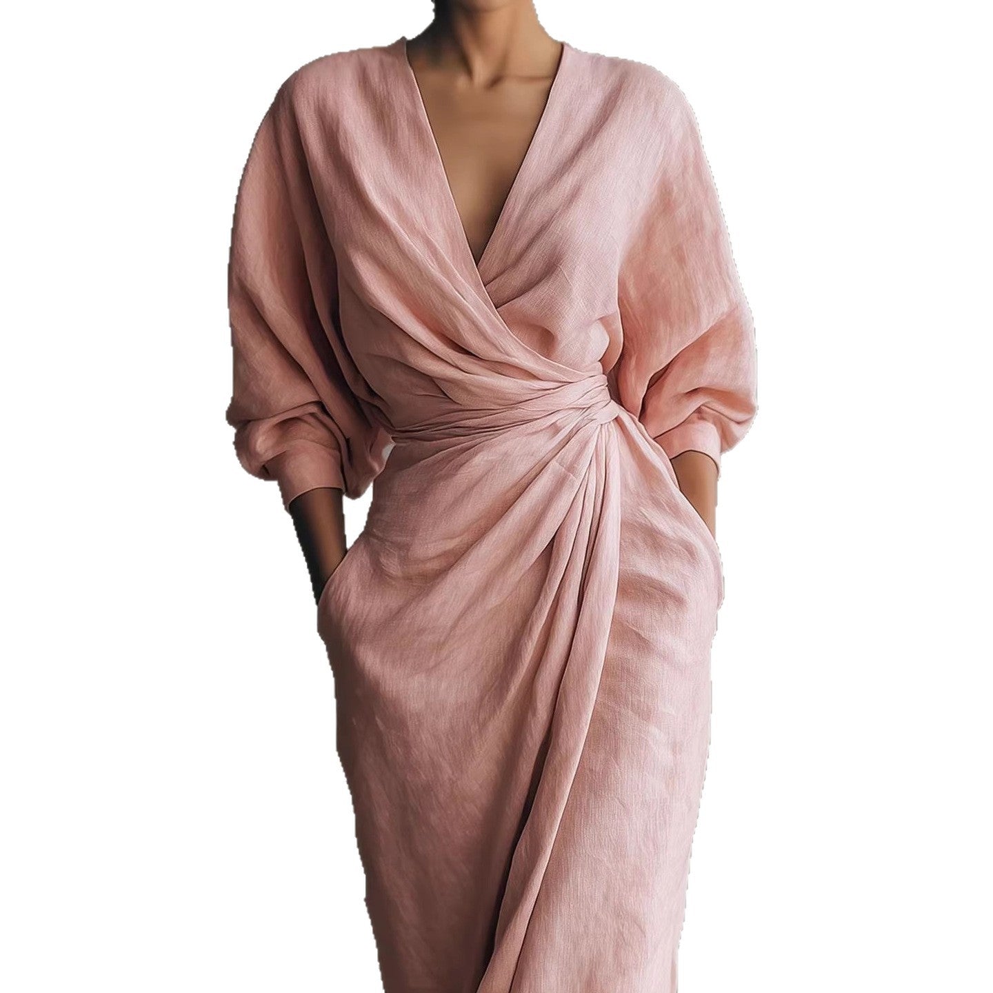 Graceful Women's Collar Waist Vacation Style Dress