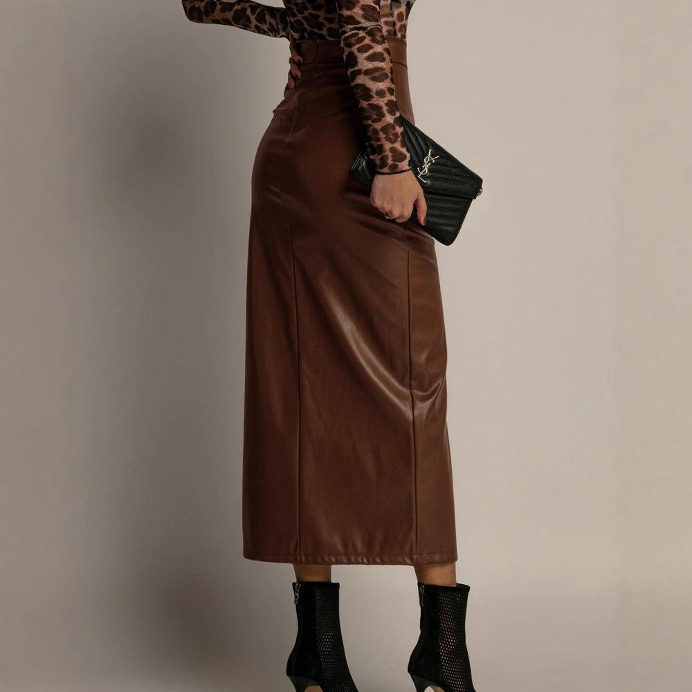 Women's High Waist Figure Flattering Sheath Solid Skirt