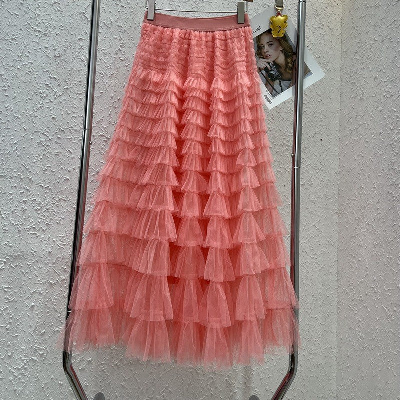 Women's Net Falbala Temperament Summer Dress Figure Flattering Skirts