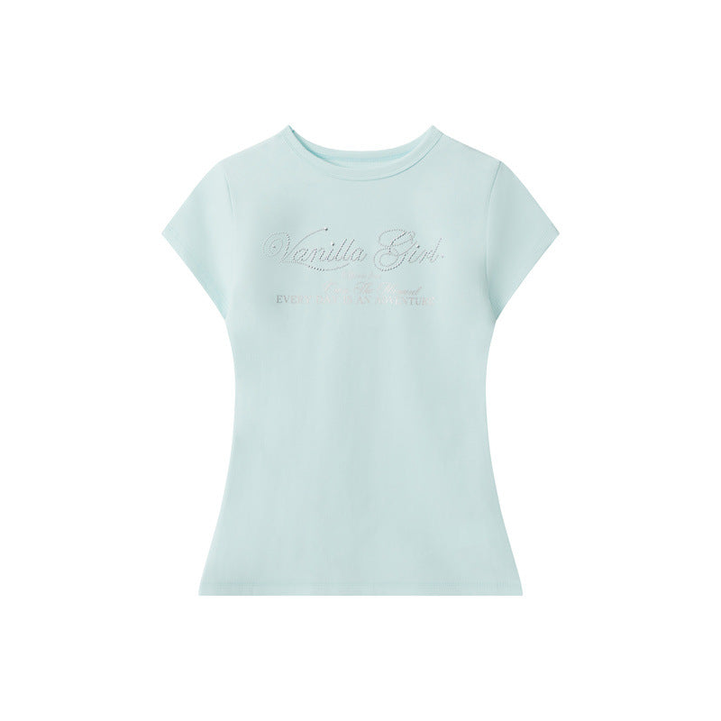 Women's Letter Sier Print Design Short-sleeved Slimming Women's T-shirt