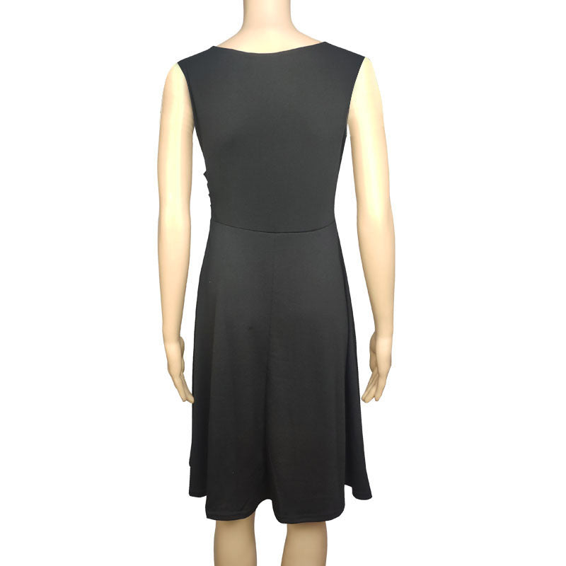 Women's Autumn Sleeveless Black Large Swing Dress