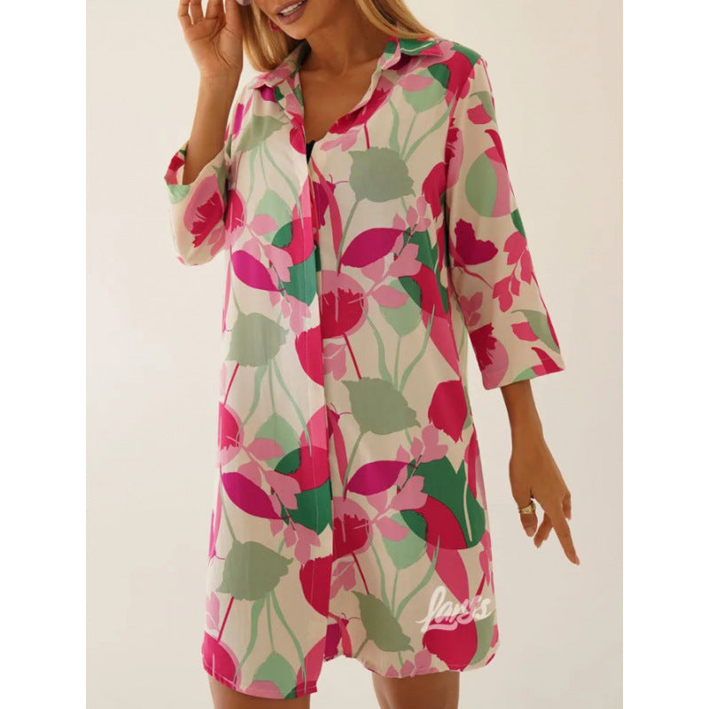 Versatile Fashionable Elegant Printing Lapel Single-breasted Cardigans