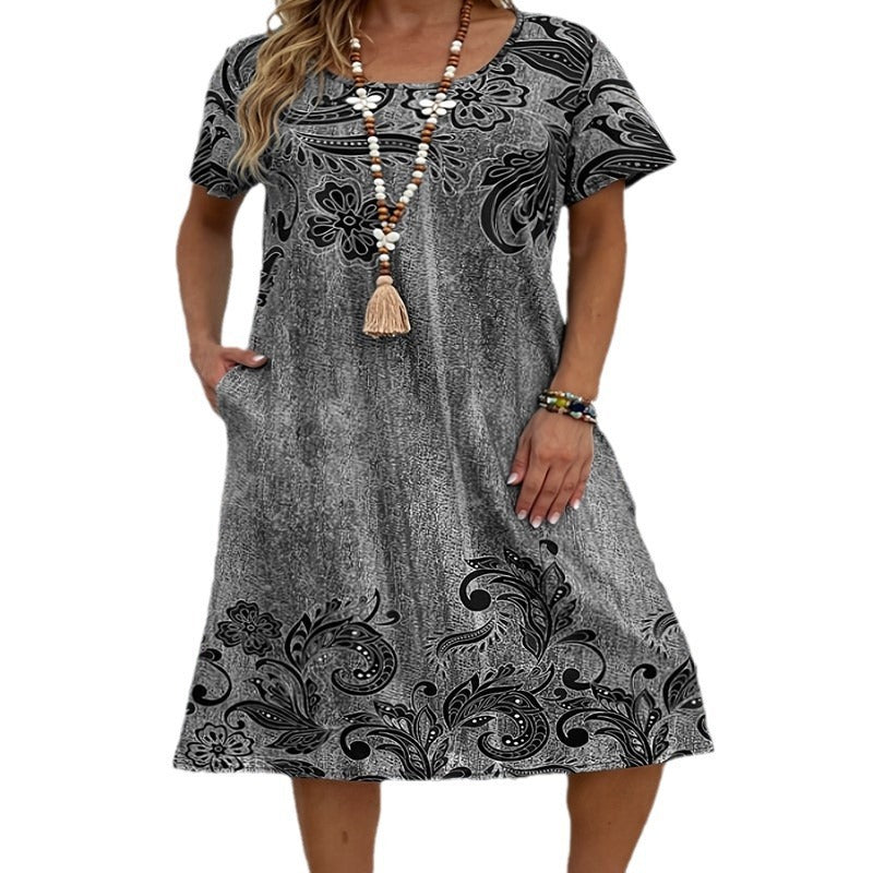 Charming Popular Women's Loose Printed Pocket Plus Size